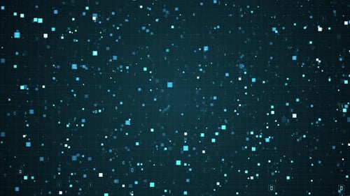 Binäres Gitter mit leuchtenden quadratischen Daten, digitale Hintergrundschleife für Unternehmen, Unternehmenstechnologie