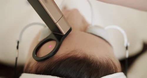 Beautician Cosmetologist Doing Procedure Fractional Microneedle