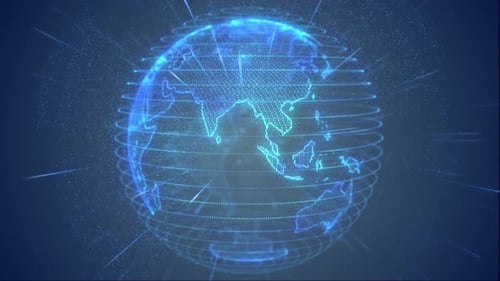 Futuristic Digital Globe Information Network Technology Animation
