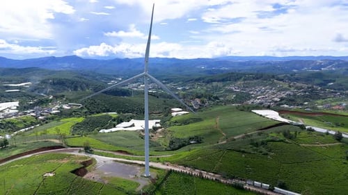 Group of Wind turbines farm