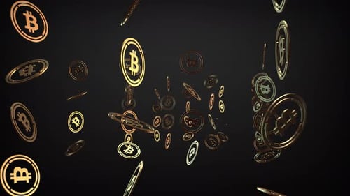 Bitcoin schwebt im Himmel 4K