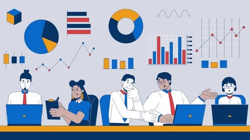 Animation 2D d'analyse des données de travail d'équipe