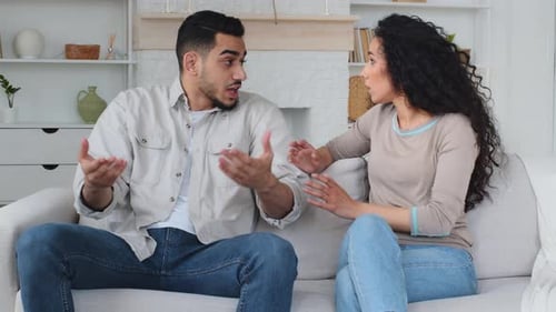 Angry Family Quarrel Conflict Misunderstanding Multiracial Married Couple Upset Mad Boyfriend and
