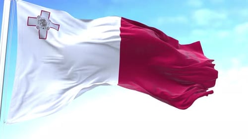 Malta National Flag Waving in Realistic Slow Motion Loop