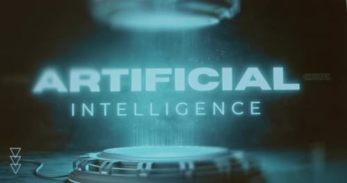 Artificial Intelligence Futuristic Glowing Blue Text