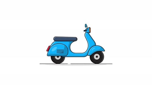 Animated Minimalist Blue Scooter Driving Graphic