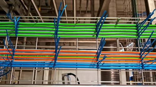 Industrial warehouse organized cable Building Management System BMS electric infrastructure