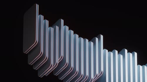 Zufällig angeordneter abgerundeter rechteckiger Blockhintergrund, 3D-Rendering.