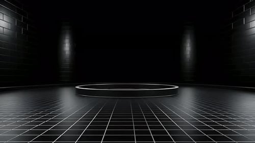 podium Futuristic showcase with platform for product displaying. Empty modern stage display