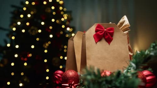 Rotating Christmas Presents And Copy Space