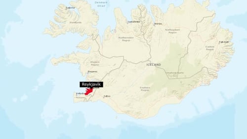Travel Map Zoom to Reykjavik, Iceland, with Location Highlight