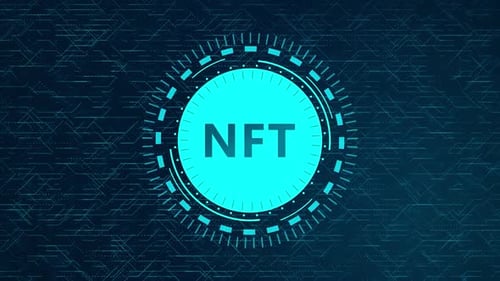 Futuristic NFT Concept with Rotating HUD Elements and Circuitry Design