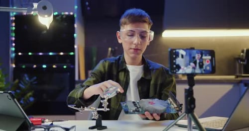Teen Explains Circuit Board in Home Technology Video