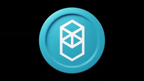 Rotación de 360 grados en 3D de la moneda Fantom FTM en negro, gran token de criptomoneda, bucle continuo