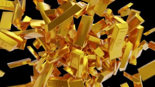 3D Gold Bars Scatter Transition Effect