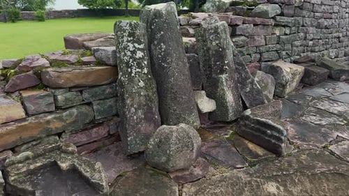 Ancient Stone Ruins with Moss and Weathered Blocks