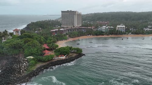 Aerial View of Tropical Beach and Coastline in Unawatuna Sri Lanka
