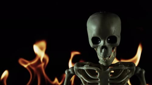 Dramatic Skeleton with Flames for Horror Content