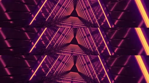 Futuristic Neon Triangular Tunnel Travel Loop