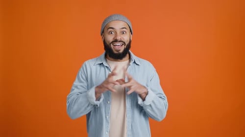 Man Has an Idea and Points Up