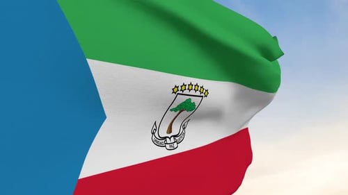 Equatorial Guinea Flag Waving in Realistic Style