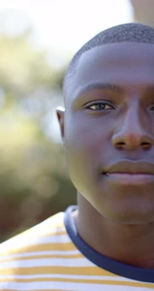 Young Man Smiling Outside Close Up