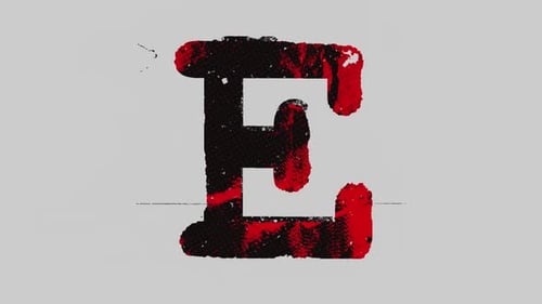 Gedruckter roter und schwarzer Grunge-Typografie-Buchstabe E