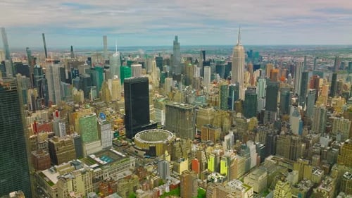 Densely built New York city panorama at daytime. Outstanding metropolis