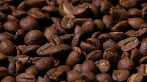 Close Up of Roasted Brown Coffee Beans