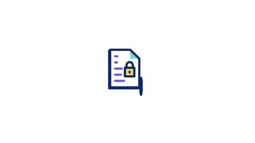Animated File Security Icon with Lock and Checkmark