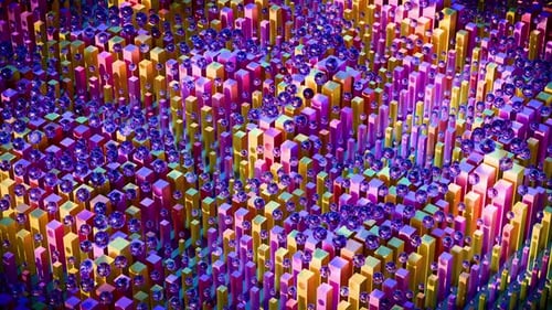 Abstract Motion Wave With Floating Box And Sphere 01 4K