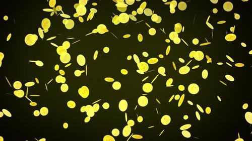 Golden Coins Falling Alpha Channel