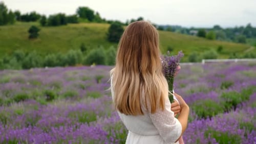 Mother with Child in Lavender Field Selective Focus