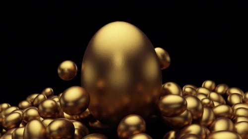 Golden Eggs Piling Up, One Large Egg Rises from the Pile