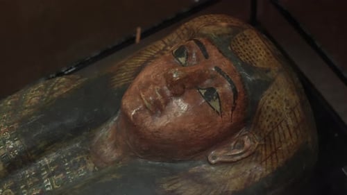 Ancient Egyptian Sarcophagus Close Up in Museum