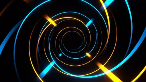 Orange And Blue Moving Fronted Neon Lines Background Vj Loop In 4K