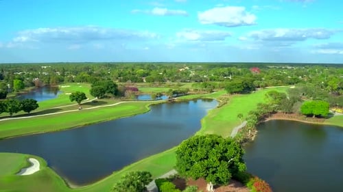 Golf Course Flyover by Aerial Drone Aerial