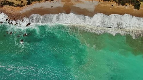Beach and Sea Waves Top Vew