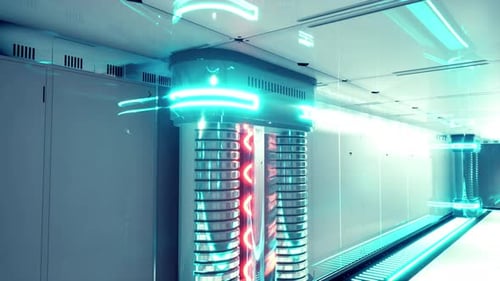 A Futuristic Laboratory Room Filled with Intricate Wirings and Glass Panels