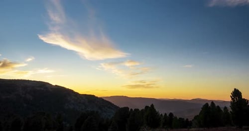 Mountain Lake Time Lapse in Summer or Autumn Wild Nature and Beautiful Sunset Moving Clouds Deep