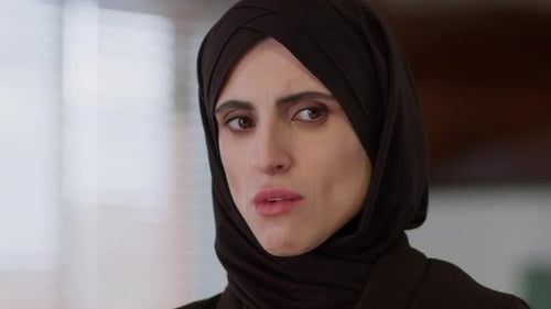 Woman Wearing Traditional Head Covering, Close Up