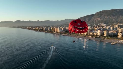 Parasailing Over the Mediterranean Sea at the Most Beautiful Sunset