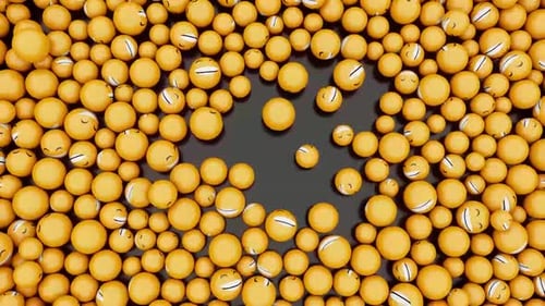 Dynamic Flow of Cheerful Emoji Spheres Background