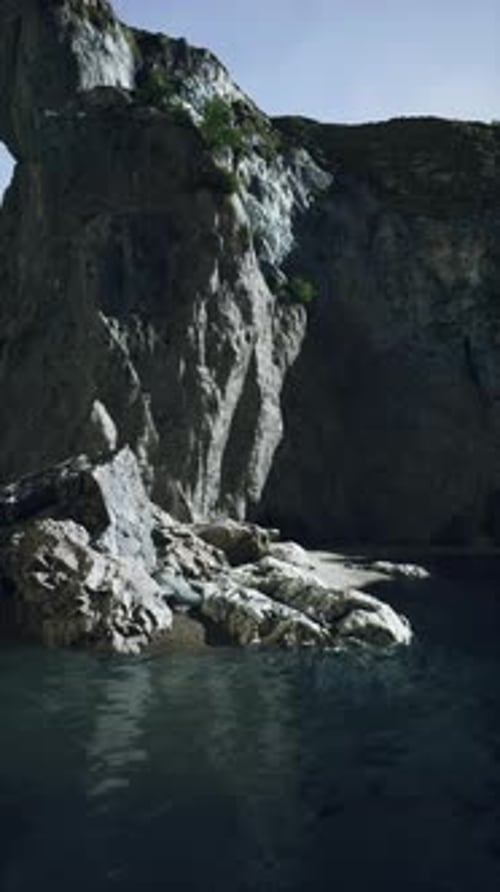 Rock Formation Amidst Water