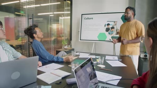 Business Presentation in Modern Urban Workplace