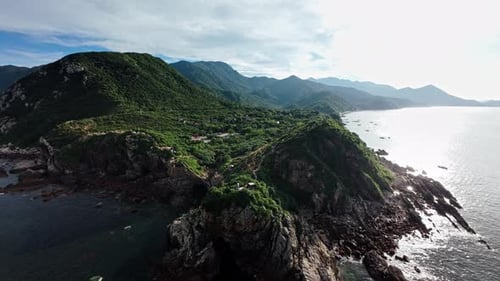 A gorgeous drone flight on the shore of the endless sea
