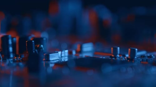 Integrierte Leiterplatte mit Prozessor in Nahaufnahme