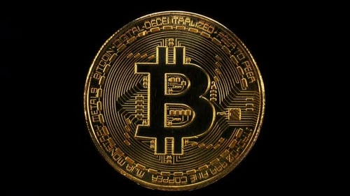 Rotating Bitcoin on Black Background