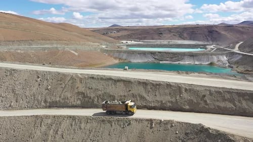 Aerial View Of Construction Machinery At Chrome Mine