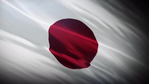 Realistic Waving Flag of Japan Animation Loop